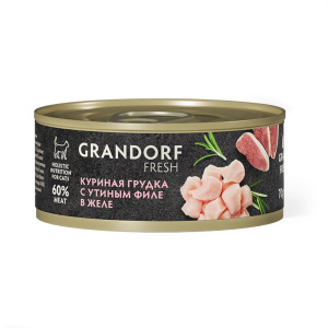 Grandorf Fresh консервы для кошек, куриная грудка с утиным филе в желе, 70 г