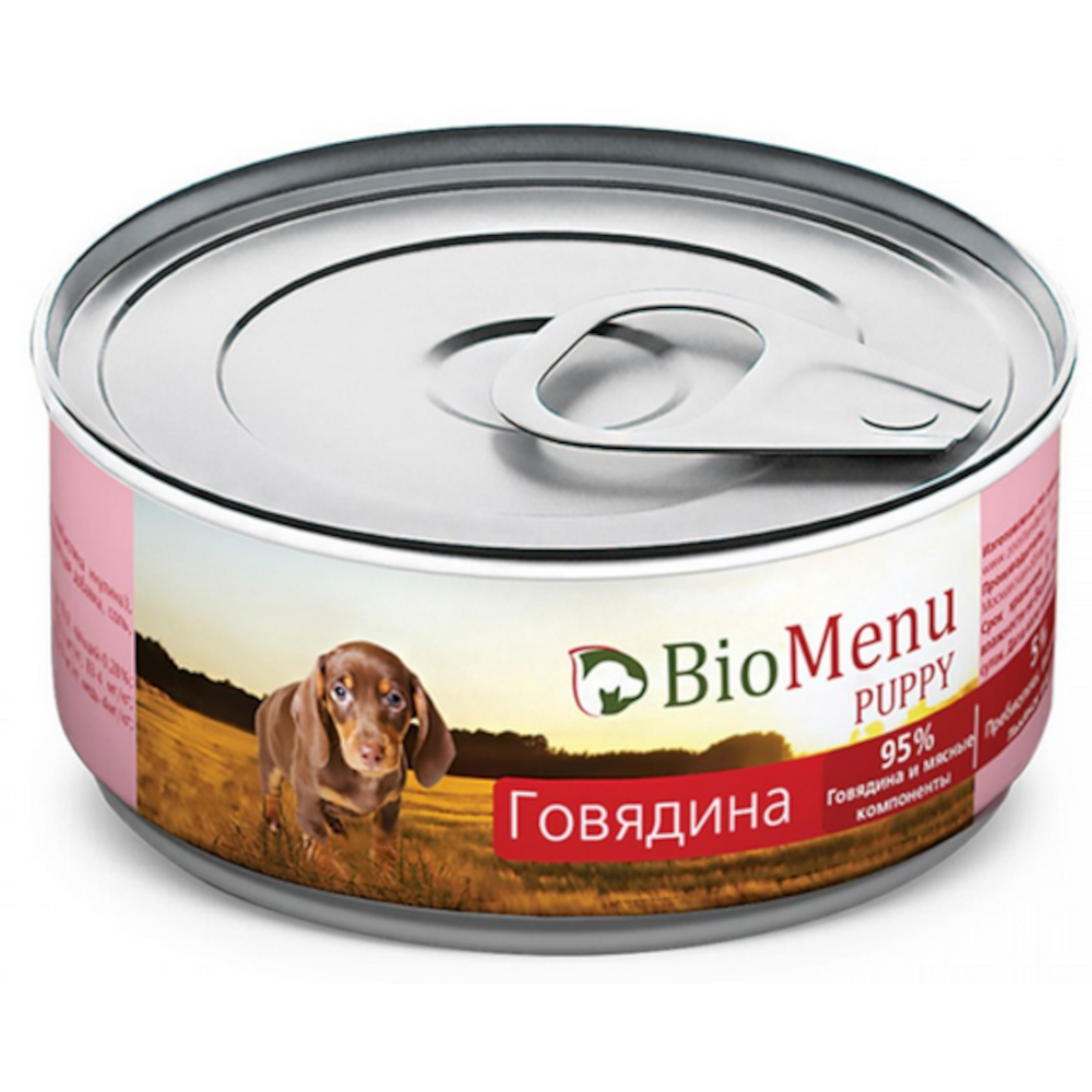 BioMenu консервы для щенков всех пород, говядина, 100 г<