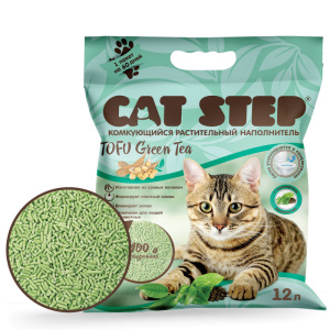 Наполнитель Cat Step Tofu Green Tea растительный, комкующийся, 12 л