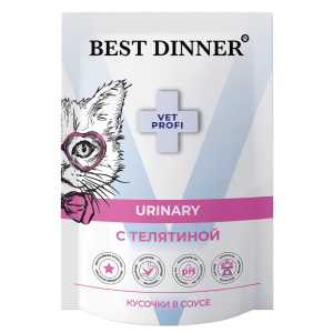 Best Dinner Vet Profi Urinary ветеринарная диета для кошек, кусочки в соусе с телятиной, 85 г