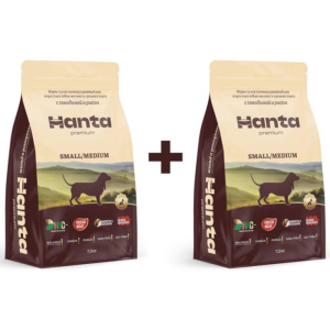 Hanta Premium сухой корм для собак мелких и средних пород, говядина с рисом, 3 кг х 2 шт