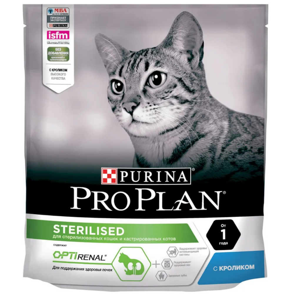 Pro Plan сухой корм для взрослых стерилизованных кошек, кролик, 400 г<