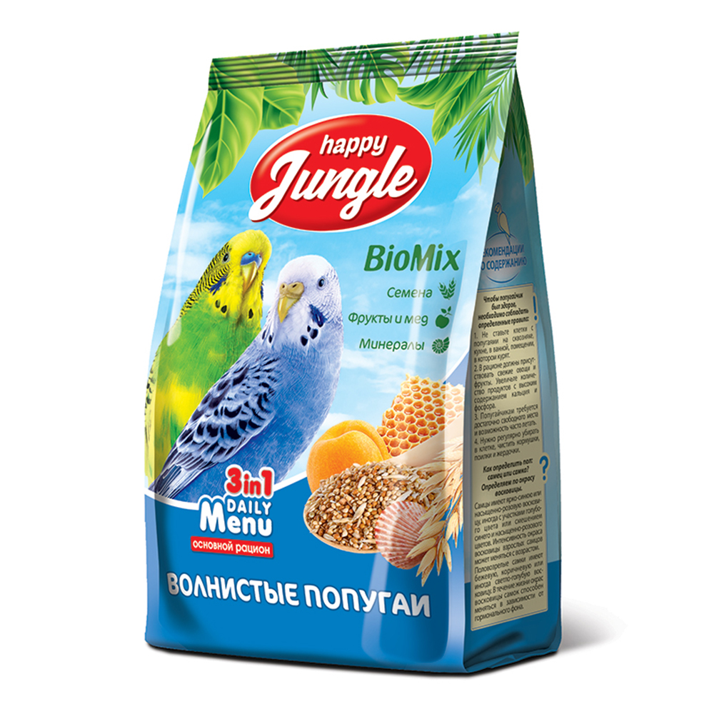 Happy Jungle Корм для волнистых попугаев, 500 г<
