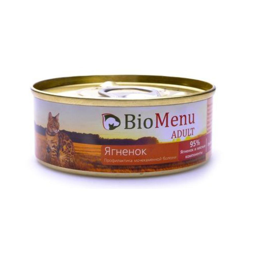 BioMenu консервы для кошек, паштет с ягненком, 100 г<