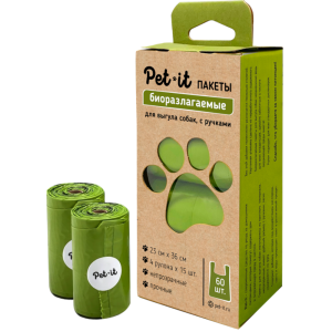 Pet-it пакеты с ручками гигиенические биоразлагаемые, 23х36, 4 рулона по 15 шт