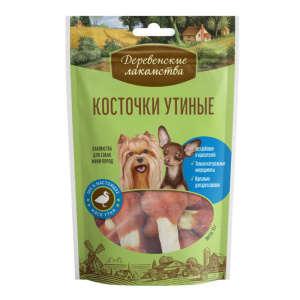Деревенские лакомства для собак мелких пород, косточки утиные, 55 г