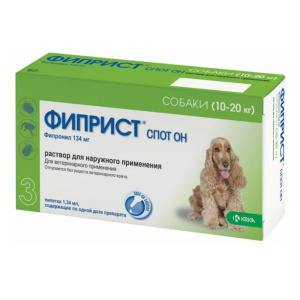 Фиприст Спот-Он капли инсектоакарицидные для собак 10-20 кг, 3 пипетки