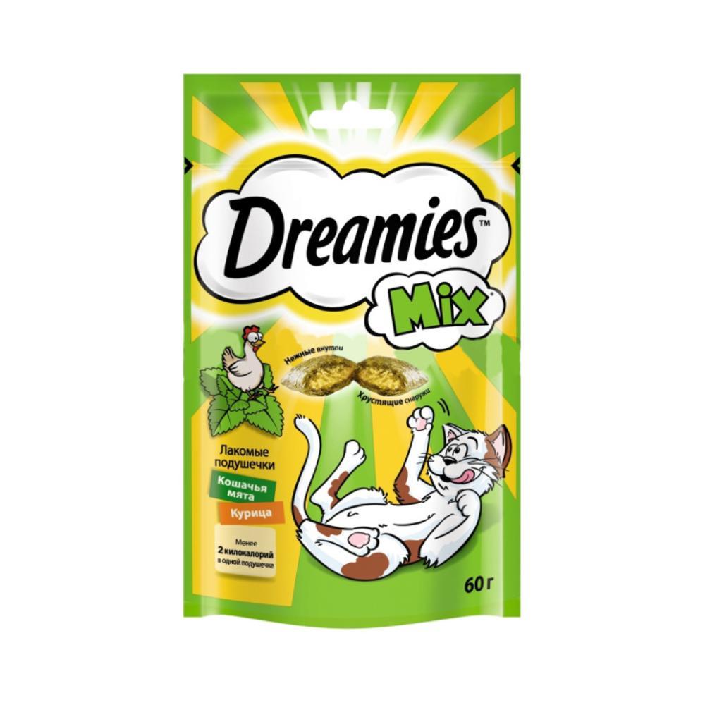 Dreamies Mix лакомство для кошек, подушечки с курицей и мятой, 60 г<
