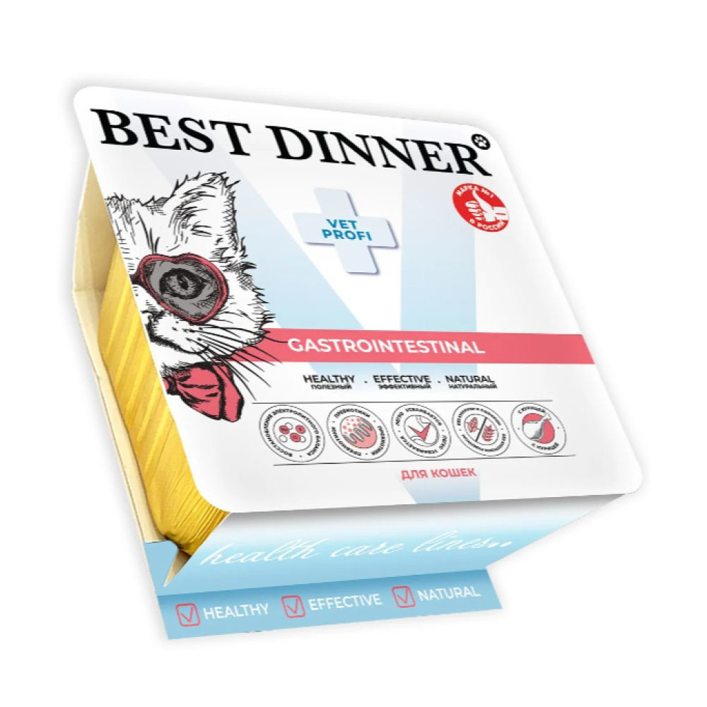 Best Dinner Vet Profi Gastrointestinal ветеринарная диета для кошек, паштет с курицей, 100 г<