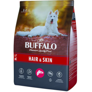 Mr.Buffalo сухой корм для взрослых собак средних и крупных пород, здоровье кожи и шерсти, лосось, 2 кг