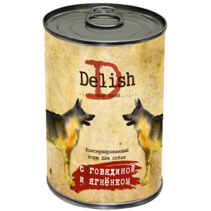 Delish консервы для собак, говядина и ягненок, 970 г