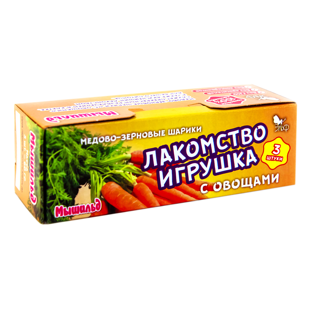 Эльф Медово-зерновые шарики для грызунов с овощами, 60 г, 3 шт<
