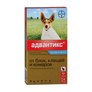 Advantix 100 капли инсектоакарицидные для собак 4-10 кг, 1 пипетка