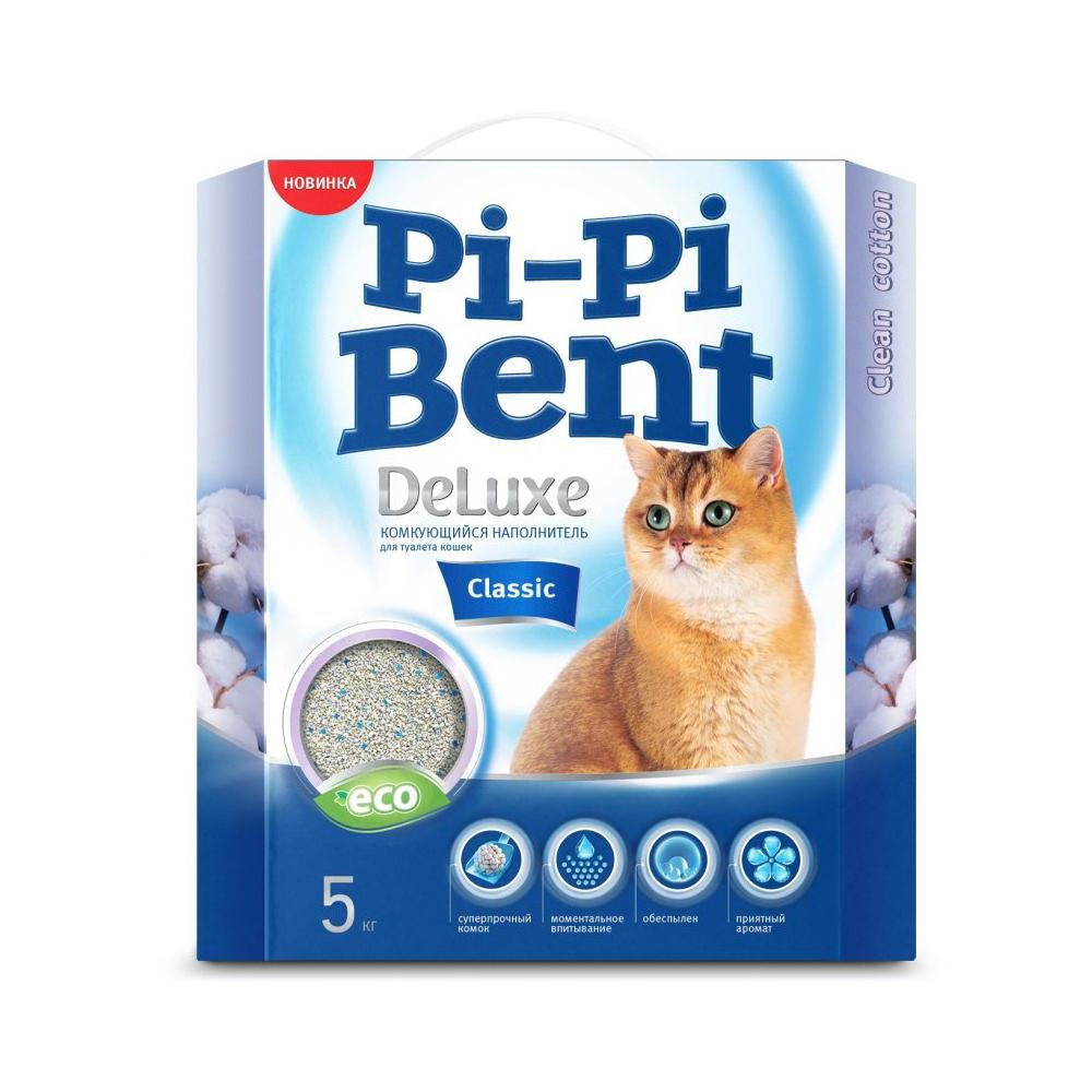 Наполнитель Pi-Pi Bent Delux Clean Cotton, комкующийся, 5 кг<