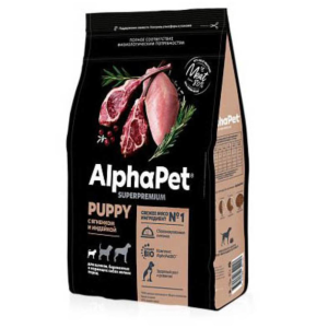 AlphaPet сухой корм для щенков мелких пород, ягненок с индейкой, 500 г