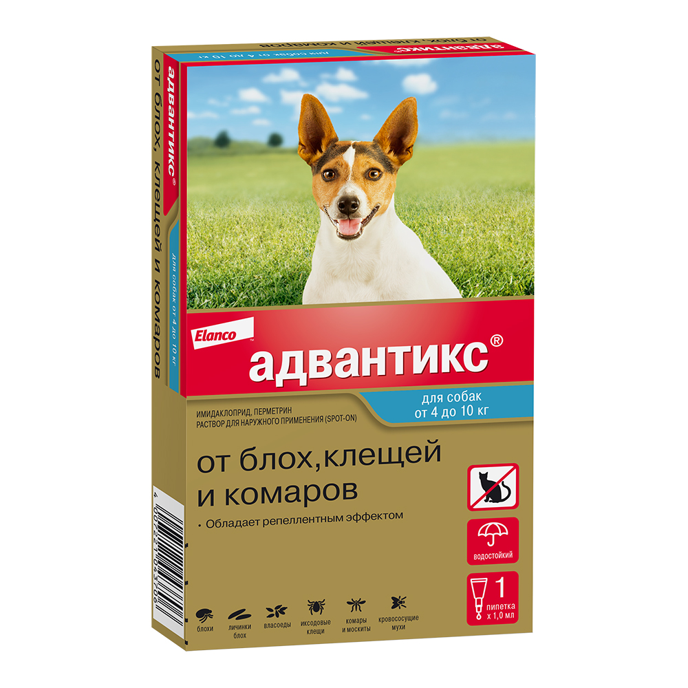 Адвантикс 100 капли инсектоакарицидные для собак 4-10 кг 1 уп. (1 пип)<