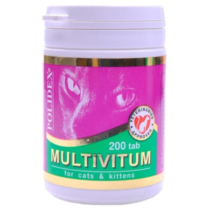 Polidex Multivitum plus витамины для кошек, 200 таблеток