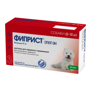Фиприст Спот-Он капли инсектоакарицидные для собак 2-10 кг, 3 пипетки