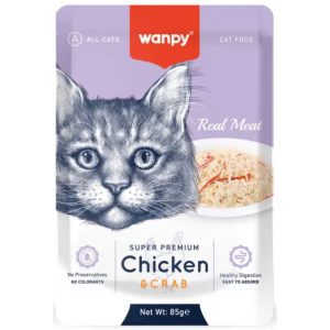 Wanpy Cat консервы для кошек, курица и краб, 85 г