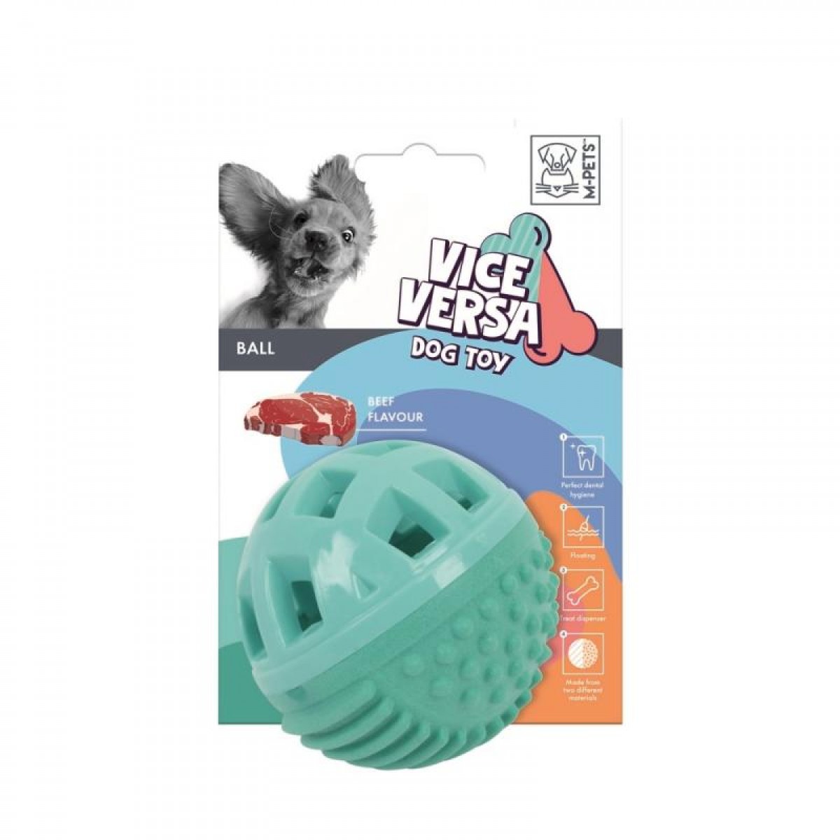 MPets игрушка для собак "Мяч с ароматом говядины" для лакомств, 8,38 см<
