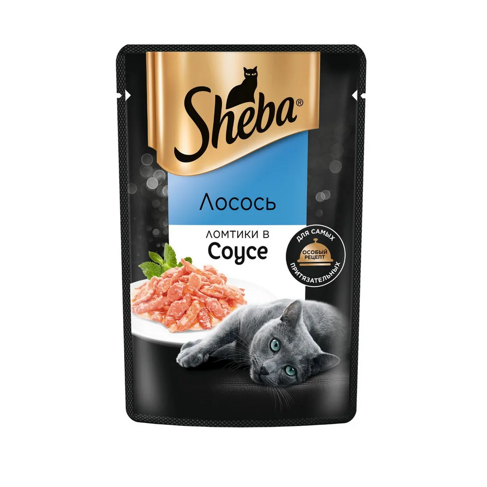 Sheba консервы для кошек, пауч, лосось ломтики в соусе, 75 г<