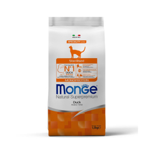 Monge Cat сухой корм для стерилизованных кошек, утка, Monoprotein Sterilized, 1,5 кг