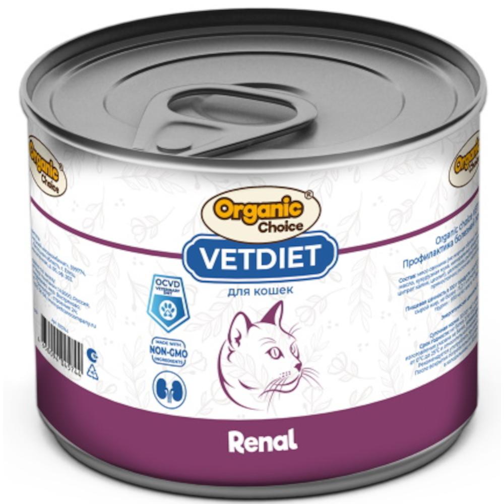 Organic Choice Vet Renal консервы для кошек, профилактика болезней почек, 240 г<