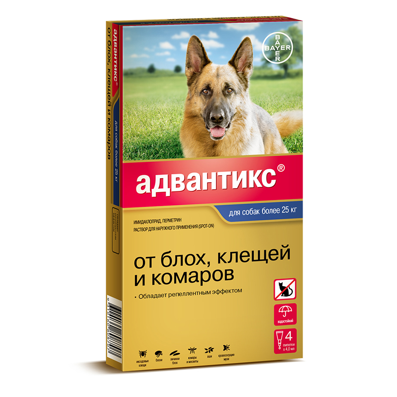 Advantix 400 капли инсектоакарицидные для собак от 25 кг, 1 пипетка<