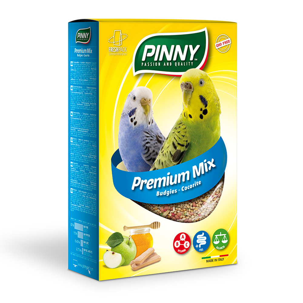 PINNY PM Полнорационный корм для волнистых попугаев с фруктами, бисквитом и витаминами, 800 г <