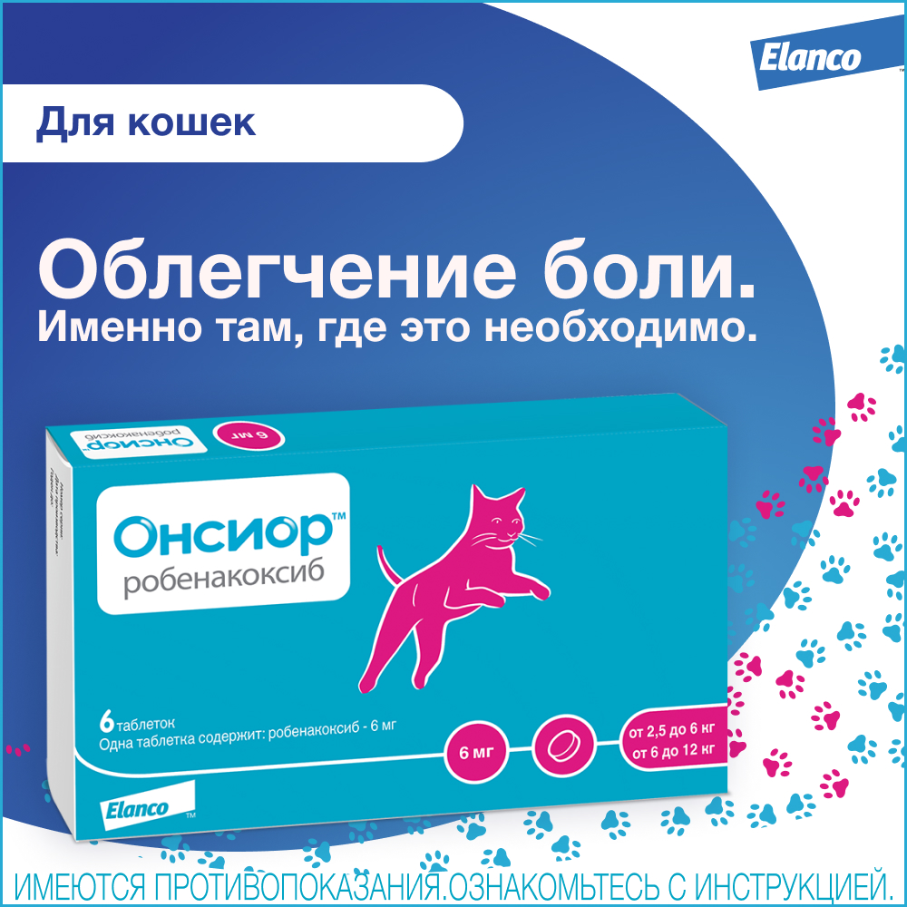 Онсиор противовоспалительный препарат для кошек, 6 мг, 1 таблетка