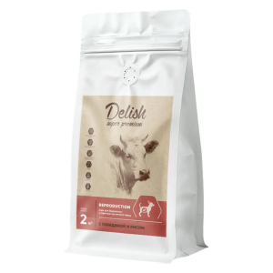 Сухой корм Delish Super Premium для собак мелких пород, говядина с рисом, 2 кг