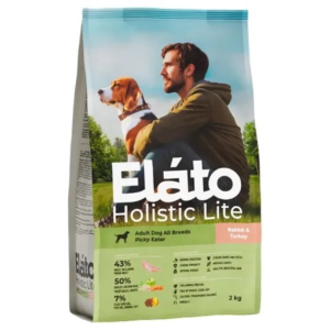 Сухой корм Elato (Элато) Holistic Lite для собак всех пород привередливых к еде, кролик с индейкой, 2 кг