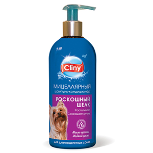 Cliny "Роскошный шелк", шампунь-кондиционер для длинношерстных собак, 300 мл